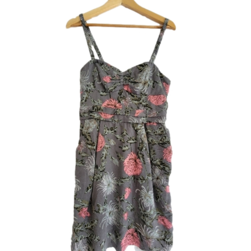 Aritzia WILFRED Pink Floral Sweetheart Bustier top Mini Dress with Pockets